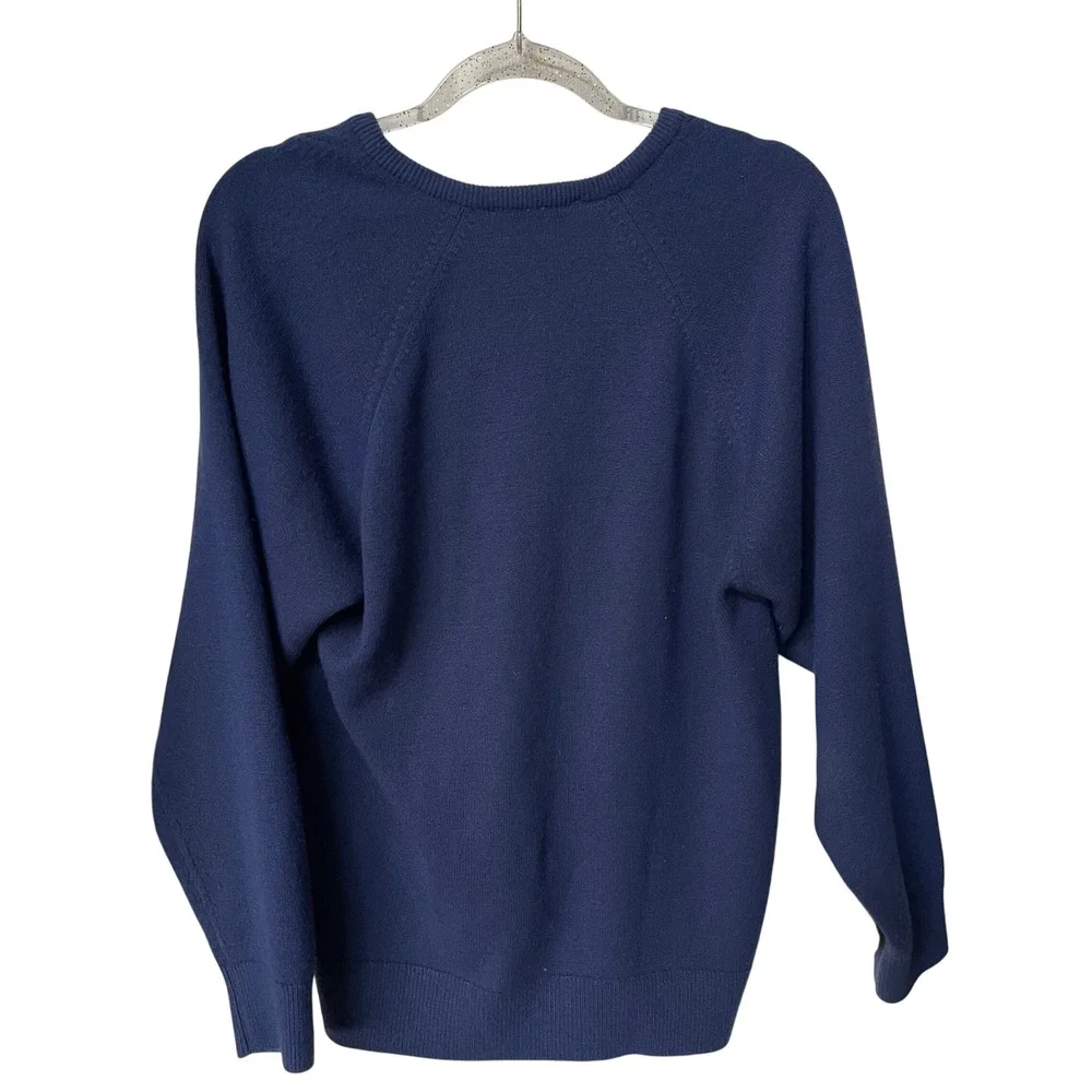 Renato Maselli Roma Navy Blue V-Neck‎ Sweater L Soft Luxe Preppy Classic